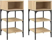 vidaXL Industrial-Style Bedside Tables, 2 pcs Set in Brown Sonoma Oak - Constructed with Sturdy Engineered Wood - Elegant and Timeless Design