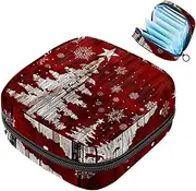 Period Bag,Sanitary Napkin Storage Bag,Christmas Snowflakes Tree,Tampon Bag for Purse
