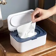 Wipes Dispenser Keeps Wipes Fresh Baby Wipe Holder Sealing Refillable Wipe Container Dustproof Tissues Wipes Case with Lids for Home Bedroom Nursery Room Car Office Bathroom (Dark Blue)