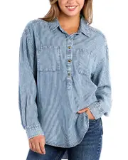 Billy T Indigo Half Button Shirt