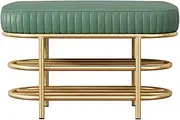 Light Luxury Shoe Changing Stool, Creative Minimalist Style Leisure Bench Home Casual Shoe Changing Stool for Entryway, Bedroom, Living Room,60cm,Dark Green