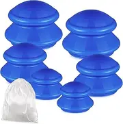 6 Pcs Cupping Therapy Set Silicone Cupping Therapy, 3 Sizes Cupping Therapy Studio and Household Silicone Cupping Set, Chinese Massage Cups for Cellulite Joint Pain Muscle Pain (Solid Blue)