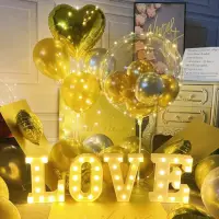 在飛比找momo購物網優惠-金光閃閃告白LOVE氣球燈飾組1組(仿空飄 生日 地飄 情人