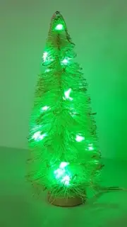 5" LED Light Up GREEN Sisal Bottle Brush Christmas Mini Miniature Xmas Tree
