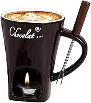 Butter Heating FondueFork,Hot Pot Ceramic Melting Cup Chocolate Fondue Mug | Butter Warmer Heating Melting Pot with Fork for Cheese & Caramel