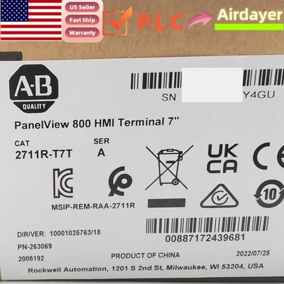 Allen-Bradley 2711R-T7T PANELVIEW 800 HMI TERMINAL US Stock Sealed US Free Tax