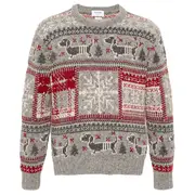 [Thom Browne] Holiday Hector Mohair Tweed Crew Neck Pullover Men