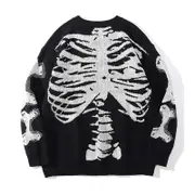 Nevenka Mens Oversized Sweater Crewneck Long Sleeve Cable Knit Pullover-Black