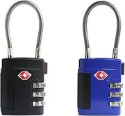 UP Security TSA Locks for Luggage, Small Padlock Combination, Luggage Locks TSA Approved, Combo Padlocks with Cable for Suitcase, Gym Locker, Backpack, Gun Case, Bag Zipper, Tool Box (Black+Blue)