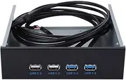 5.25 Front Panel,4 USB Port Optical Drive Front Panel,Multifunction 5.25 Inch 19 Pin/9Pin to USB 3.0 USB 2.0 4 Port Metal Optical Drive Bay for, XP, 7 32