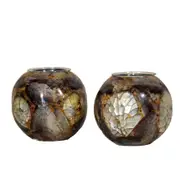 Cracked sea shell in Amethyst resin Tealight Holder - Set of 2