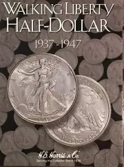 1937-1947 WALKING LIBERTY HALF COIN FOLDER H. E. HARRIS / WHITMAN - NEW