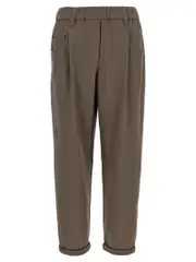 [Brunello Cucinelli] Brunello Cucinelli-Shiny Bartack Pantaloni Grigio-Donna 42IT