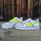 Nike Air Force 1 "Cartoon Neon Yellow Laces" Zig Zag Custom Shoes Mens Womens