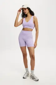 [Body] Body - Seamless Rib Bike Short - Purple rose XS PURPLE ROSE