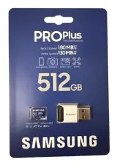 Brand New SAMSUNG - PRO Plus 512GB microSDXC UHS-I Card with USB 3.0 Reader