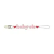 Mud Pie Baby Sis Pink Silicone Pacy Strap Pacifier Clip
