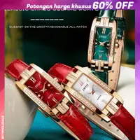 在飛比找蝦皮購物優惠-手錶石英錶帶 PU 模擬休閒復古風格女士長方形手錶韓國時尚
