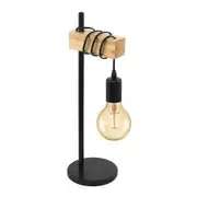 Eglo Townshend Black & Timber Table Lamp