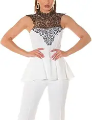[Koucla] Cocktail Turtle Neck Top with Decorative Crochet Lace