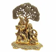 Lord Radha Krishna Brass Finish Idol Murti for Temple/Home/Office (6 inches) US