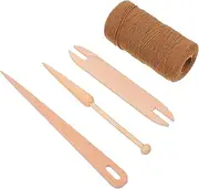 Hohopeti Beginner Crochet Kit Knitting Chunky Yarn Set Wooden Shuttle Needle Knitting Tool Kit