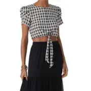 Dress The Population x Cosmopolitan Womens Medium Gingham Crop Blouse $89 1090