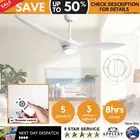 52” White Ceiling Fan With Light Remote Control Quiet DC Motor Indoor Outdoor Us