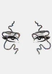 Black Squiggly Rhinestone Face Gems