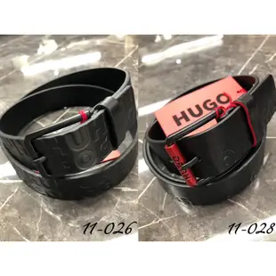 高雄凡賽斯歐洲精品 HUGO BOSS BOSS 滿版壓紋字體 黑色 穿針式 皮帶 腰帶