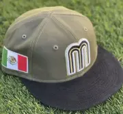 Mexico Fitted Hat Kids/Youth Brown/ Black Corduroy Visor Official World Baseball