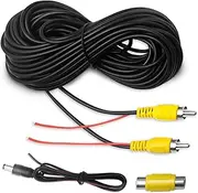 WEUASTE Premium Backup Camera RCA Cables, RCA Video Cable, Car Reverse Camera Video Cable with Detection Wire (33FT/10 M), AV Extension Cable with RCA Video Female to Female Coupler and Power Cable