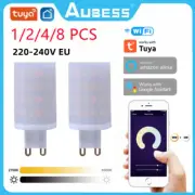 1-8PCS TUYA WiFi Smart LED Bulb 6W G9 RGB Dimmable Bulb Lamp for Alexa Google
