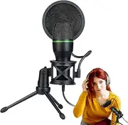 Podcast Microphone - Condenser Microphone, USB Microphone Kit | Professional Podcast Microphone, Streaming Recording Microphone to Desktop/Laptop, Online , Voiceover, Plug and Play p
