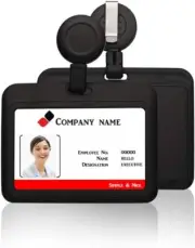 ID Badge Holder Case Horizontal with Reel Clip Retractable Heavy Duty Credit ...