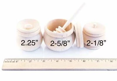 1- Wood Cookie Jars Bean Pot Tooth Fairy Jar Pretend Play Kitchen Wood Pot Honey