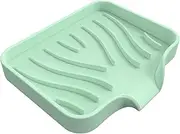 Silicone Soap Dish, Silicone Soap Dish with Drain Self Draining Drainage Openings Shower Dish Holder for Shower Soap Holder (Light Green)