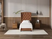 My Style Winged Headboard & Slimline Base - Single / Gingerbread / Drawer Base