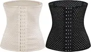 [DOEOMK] Pack of 2 women's corset, waist trainer, slimming belt, women's corset, women's corset, women's slimming bodice, corset optimises the lumbar area for visibly slimmer waist, hips and stomach