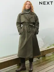 Khaki Green Premium Padded Padded Trench Coat (E13706) | $92