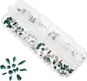 120pcs Nail Drill Flat Back Rhinestones Nail Art Glitter Sequins Green Stone Craft Face Art Jewels Green Rhinestones