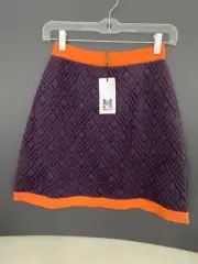 M Missoni Womens New with Tags Size 40 or 4 Purple & Orange Zig Zag Mini Skirt