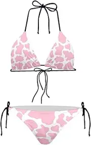 [JEOCODY] Women's High Waist Halter Bikini Set Two Piece Swimsuits String Triangle Bikini Sets