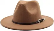 [Hcclijo] British Style Felt Jazz Fedora Hat 59-61CM Panama Trilby Hats for Women Men Gentleman Wedding Party Hat