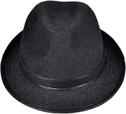 [Generic] Men Women Woolen Stage Fitted Cowboy Caps Retro Genuine Leather Wool Gentleman Jazz Fedoras Hats