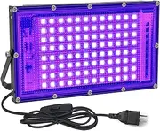 UV LED Black Lights Flood Bulbs 100W 395nm Ultraviolet Lamp IP65 Waterproof Plum Blossom Blacklight Purple Glow in The Dark Paint Party Decorations Lightbulbs Fixtures for Poster Room Stage Halloween