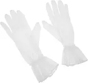 [MOBUTOFU] Bridal Wedding Gloves Mesh Gloves for Women Tulle Mesh for Opera Parties