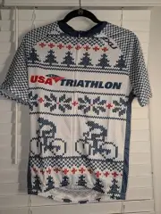 2XU USA Triathlon Race Cycling Jersey Mens Medium Christmas Print