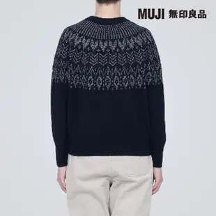 【MUJI 無印良品】女美麗諾羊毛緹花織紋圓領針織衫(共2色)