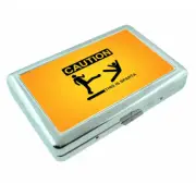 Caution Em1 Silver Metal Cigarette Case RFID Protection Wallet